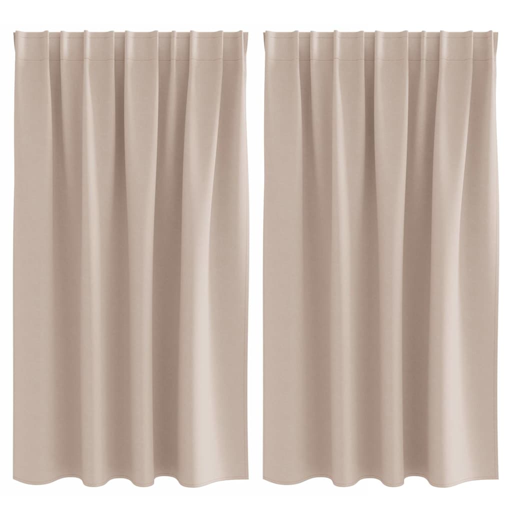 Mørklægningsgardiner med ringe 2 stk. Gråbrun 140 x 140 cm