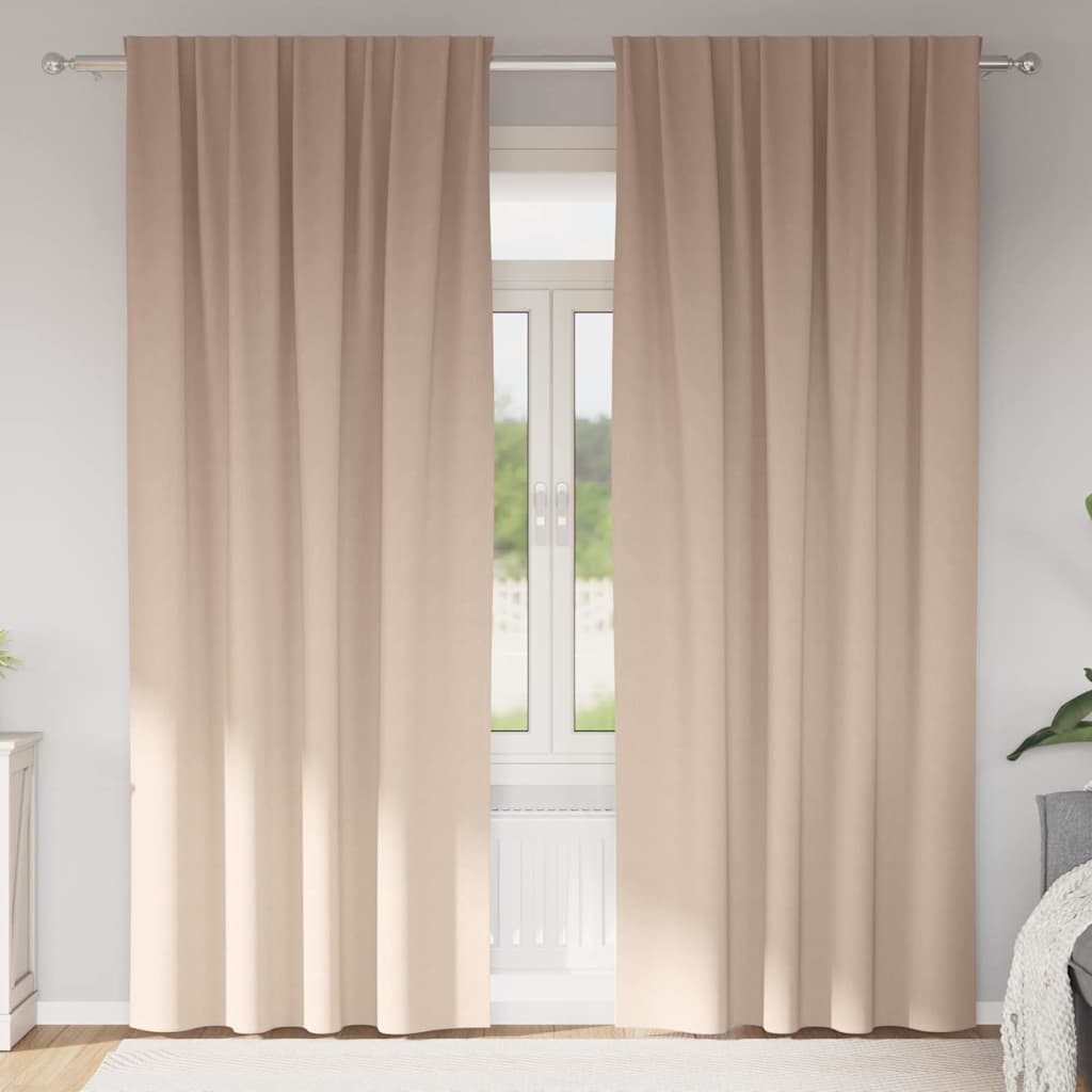 Mørklægningsgardiner med ringe 2 stk. Gråbrun 245 x 140 cm