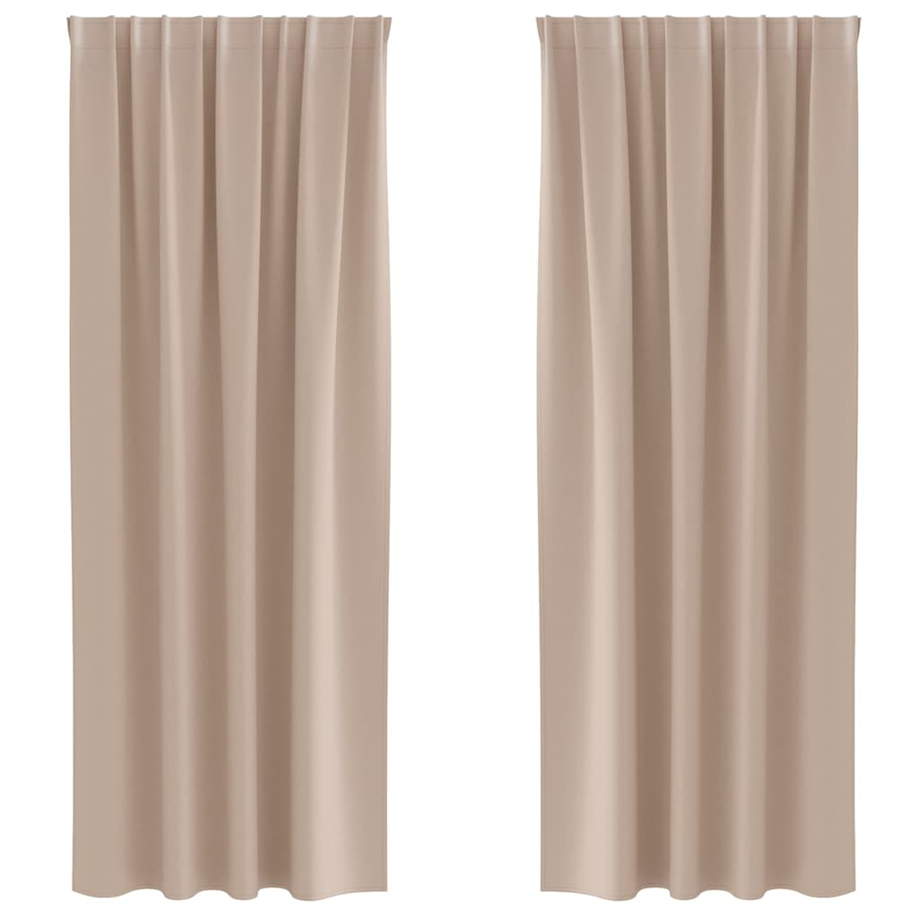 Mørklægningsgardiner med ringe 2 stk. Gråbrun 245 x 140 cm