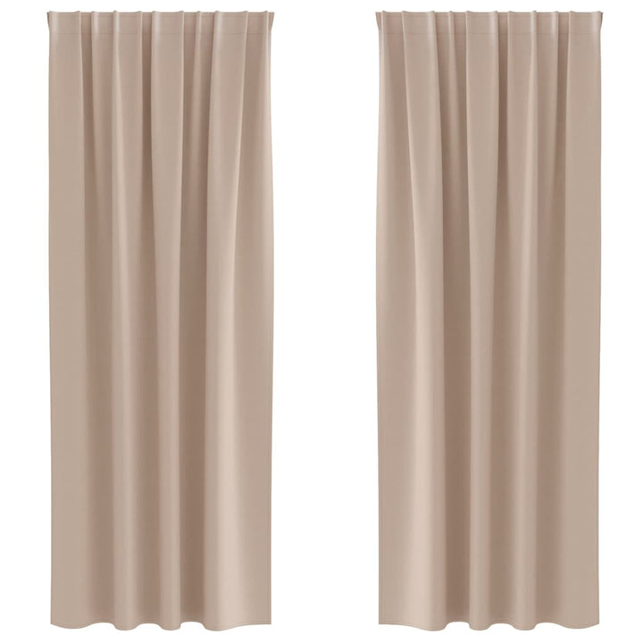 Mørklægningsgardiner med ringe 2 stk. Gråbrun 260 x 140 cm