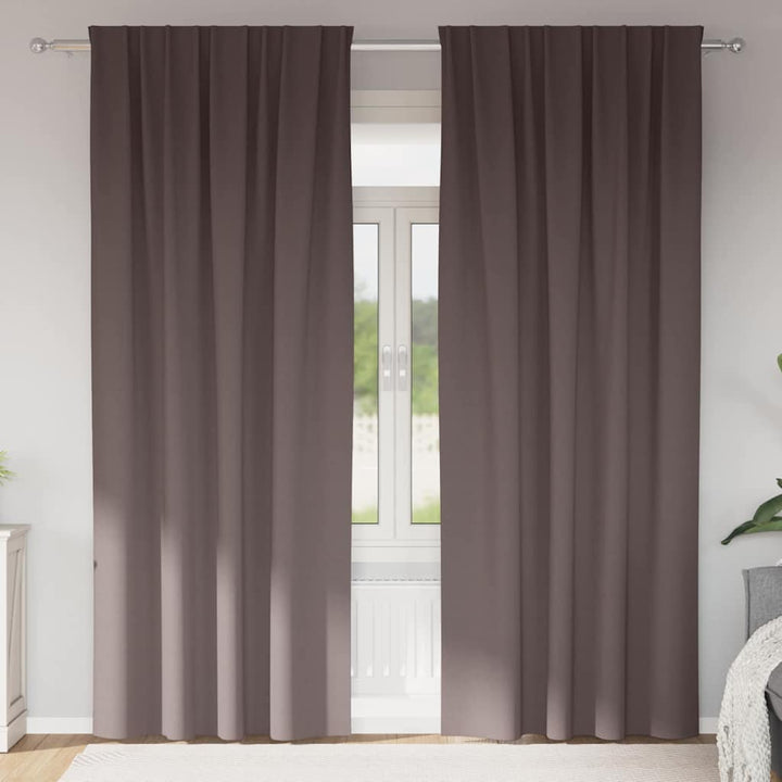 Mørklægningsgardiner med ringe 2 stk. Mørk Brun 225 x 140 cm