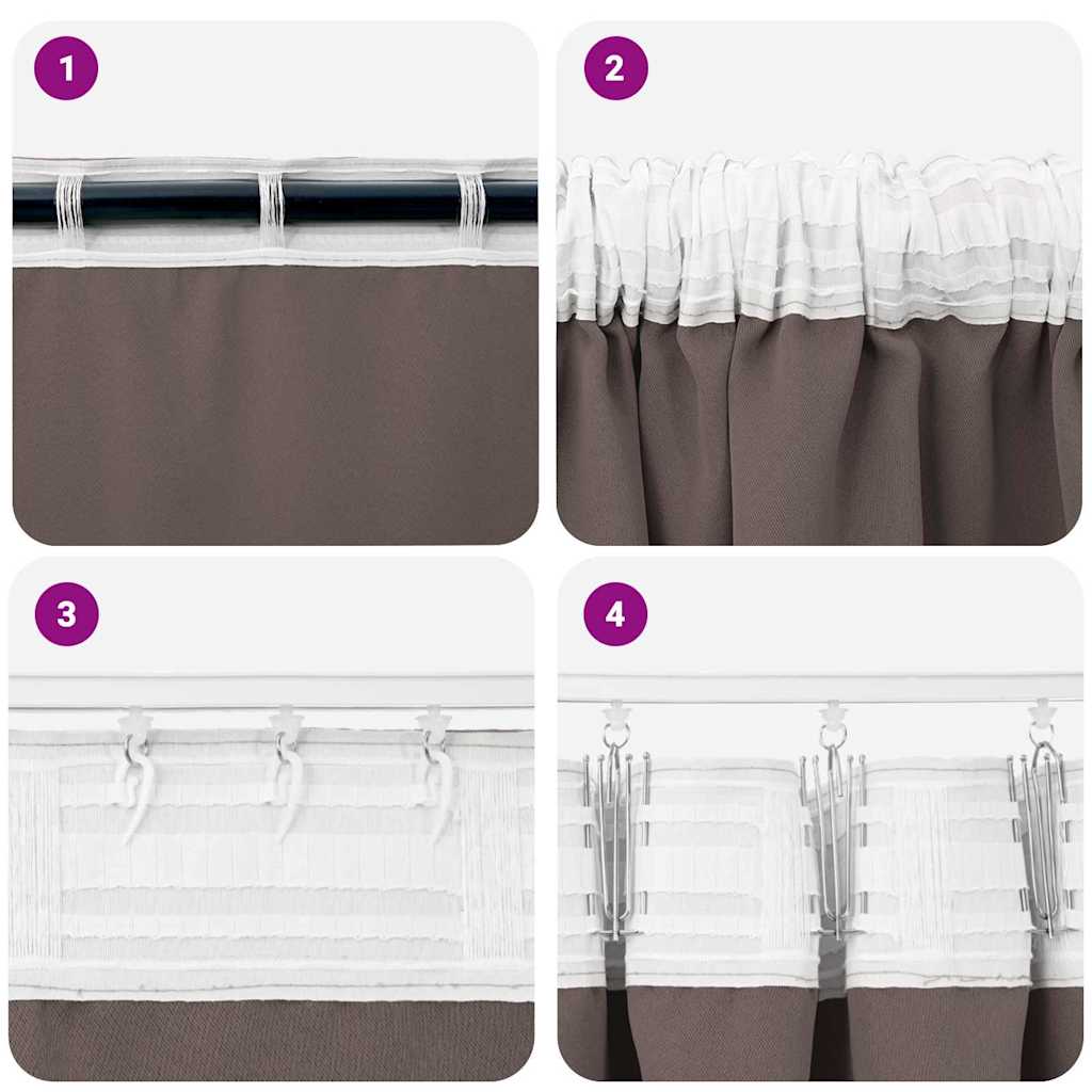 Mørklægningsgardiner med ringe 2 pcs Mørk Brun 245 x 140 cm