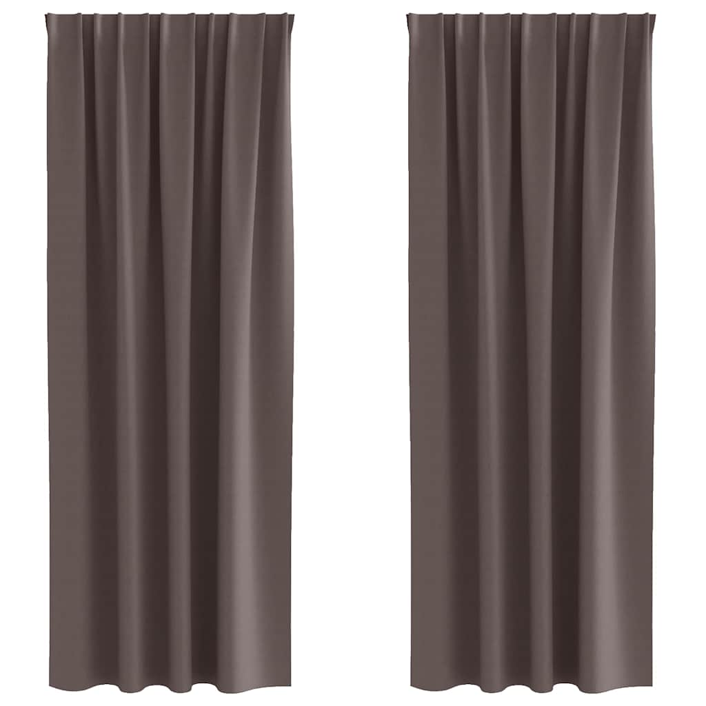 Mørklægningsgardiner med ringe 2 pcs Mørk Brun 245 x 140 cm