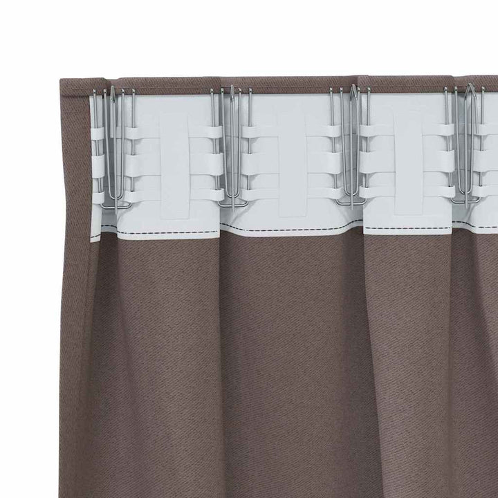 Mørklægningsgardiner med ringe 2 stk. Mørk Brun 260 x 140 cm