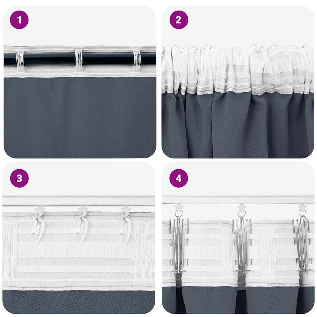 Mørklægningsgardiner med ringe 2 pcs Antracit 140 x 140 cm