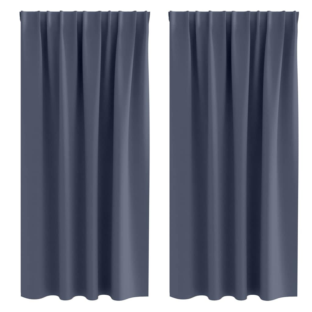 Mørklægningsgardiner med ringe 2 pcs Antracit 175 x 140 cm