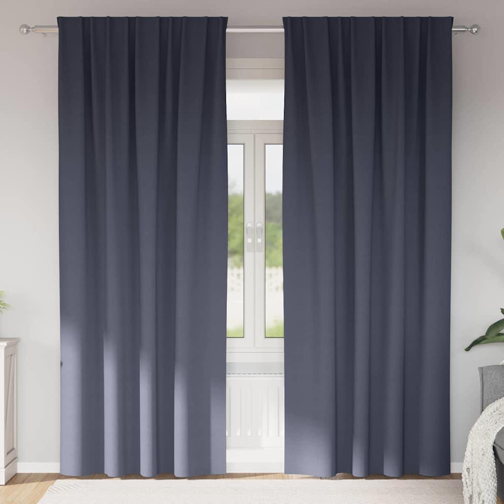 Mørklægningsgardiner med ringe 2 pcs Antracit 225 x 140 cm