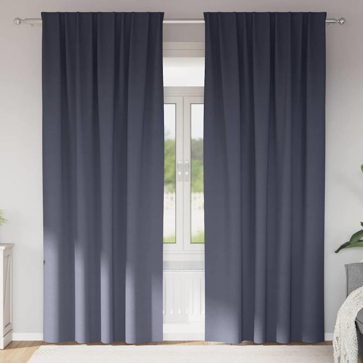 Mørklægningsgardiner med ringe 2 pcs Antracit 225 x 140 cm