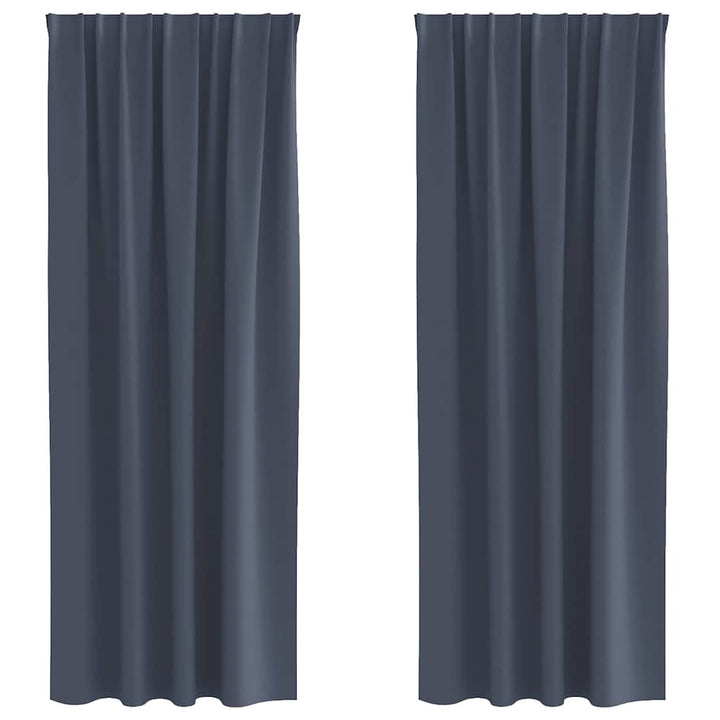 Mørklægningsgardiner med ringe 2 pcs Antracit 225 x 140 cm