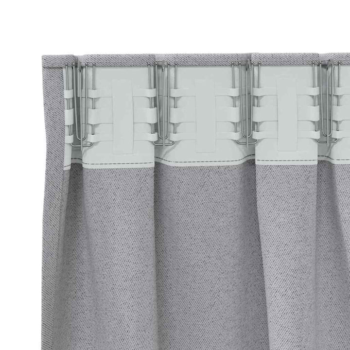 Mørklægningsgardiner med ringe 2 stk. Lysegrå 245 x 140 cm