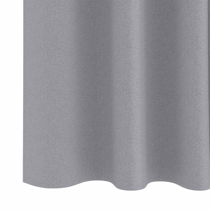 Mørklægningsgardiner med ringe 2 stk. Lysegrå 245 x 140 cm