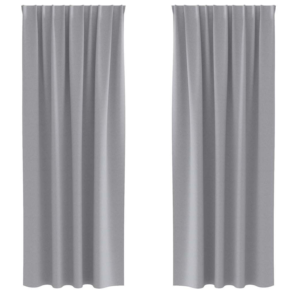 Mørklægningsgardiner med ringe 2 stk. Lysegrå 245 x 140 cm