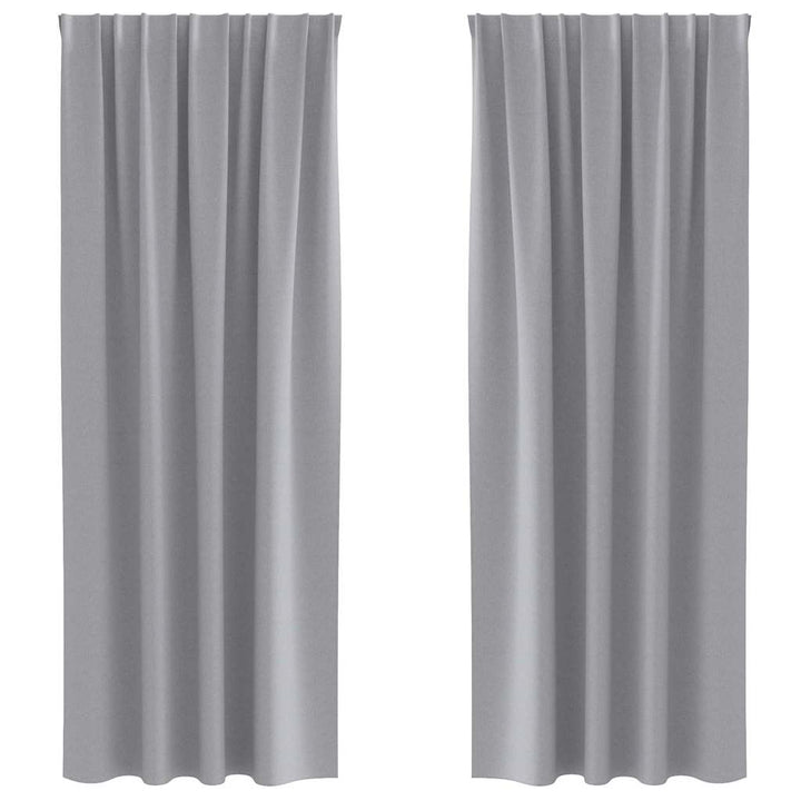 Mørklægningsgardiner med ringe 2 stk. Lysegrå 245 x 140 cm