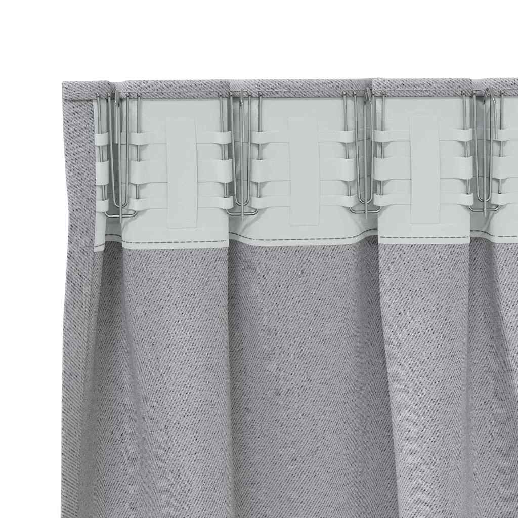 Mørklægningsgardiner med ringe 2 stk. Lysegrå 260 x 140 cm