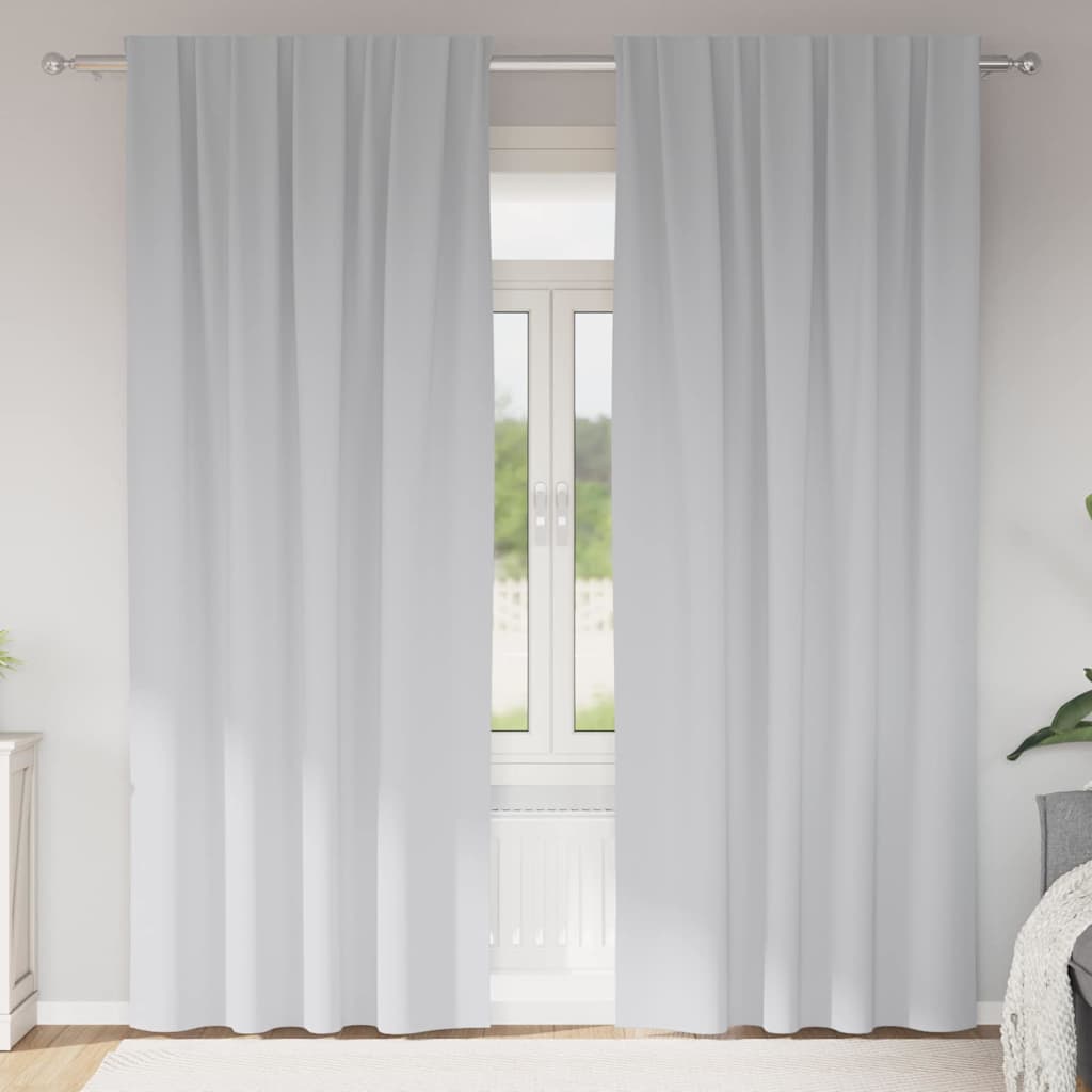 Mørklægningsgardiner med ringe 2 stk. Bleg Grå 245 x 140 cm