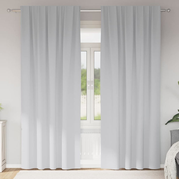 Mørklægningsgardiner med ringe 2 stk. Bleg Grå 245 x 140 cm