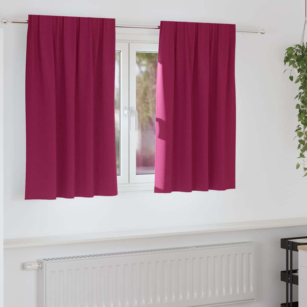 Mørklægningsgardiner med ringe 2 pcs Vinrød 140 x 140 cm