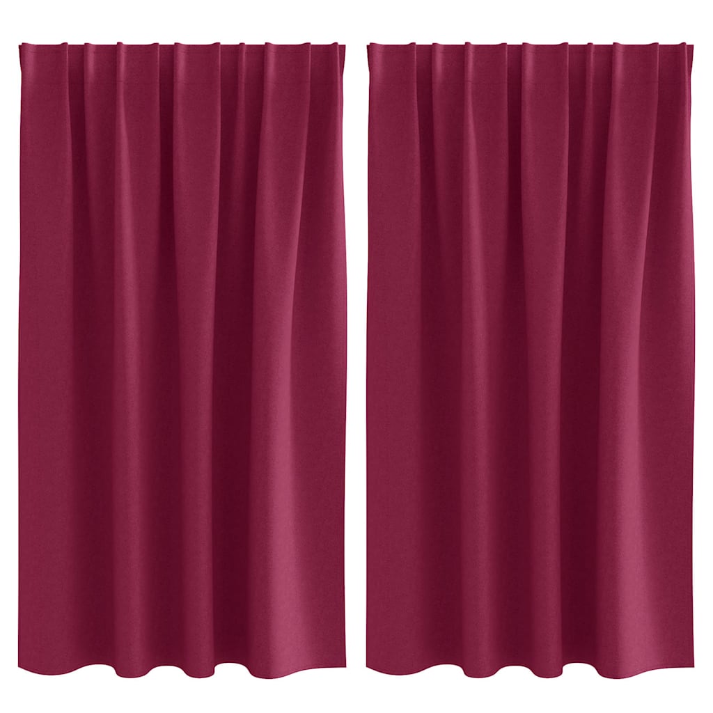 Mørklægningsgardiner med ringe 2 pcs Vinrød 140 x 140 cm