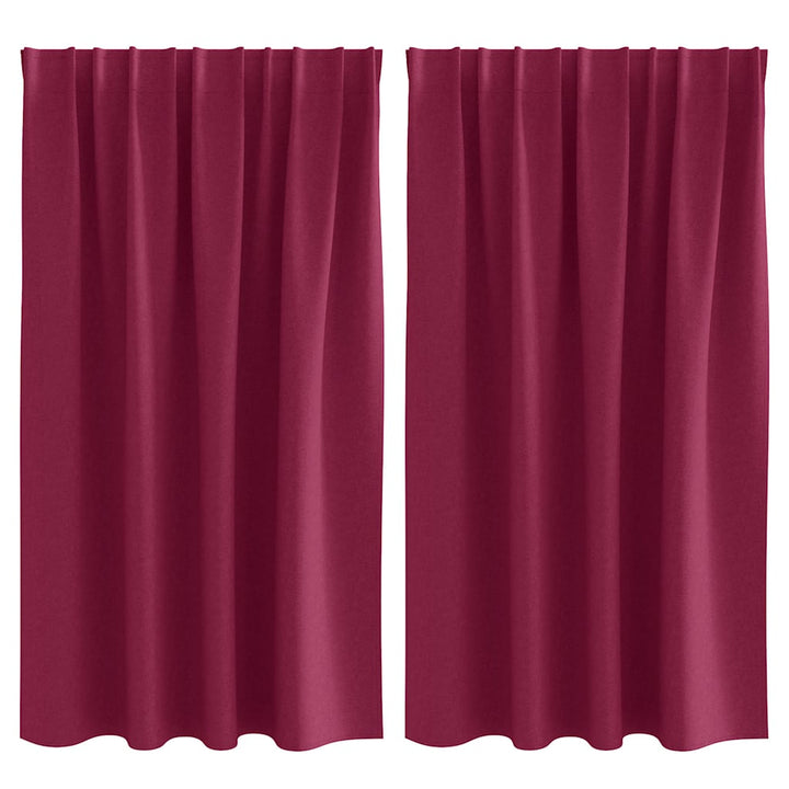 Mørklægningsgardiner med ringe 2 pcs Vinrød 140 x 140 cm