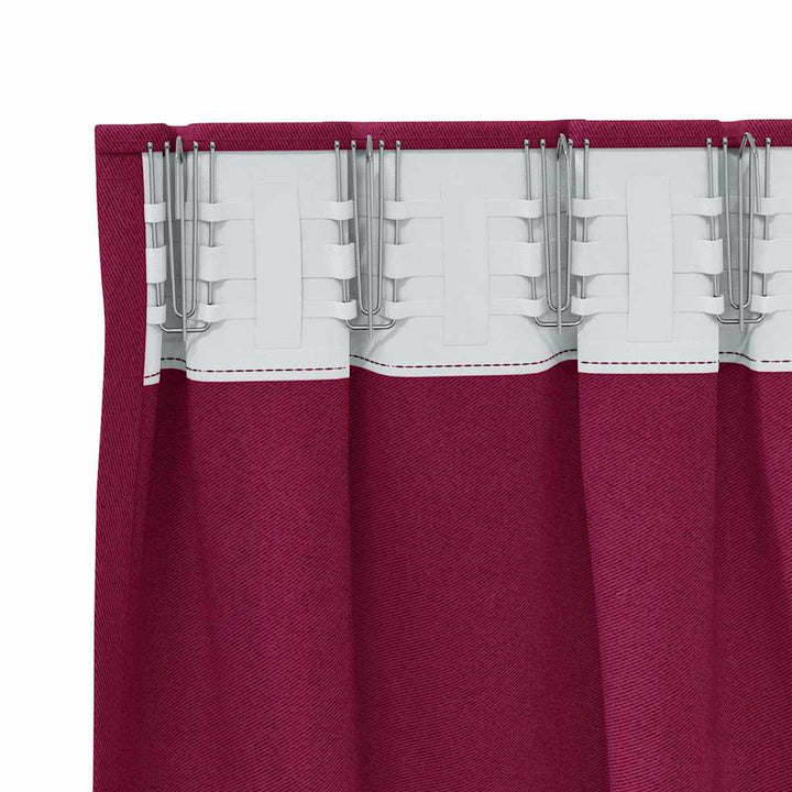 Mørklægningsgardiner med ringe 2 pcs Vinrød 225 x 140 cm