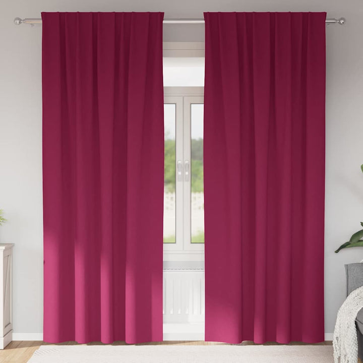 Mørklægningsgardiner med ringe 2 stk. Vinrød 245 x 140 cm