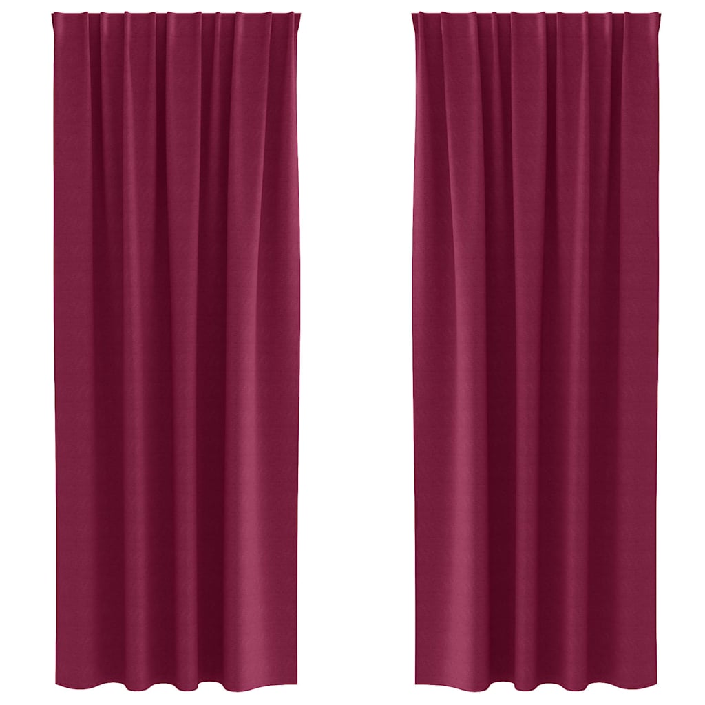 Mørklægningsgardiner med ringe 2 stk. Vinrød 260 x 140 cm
