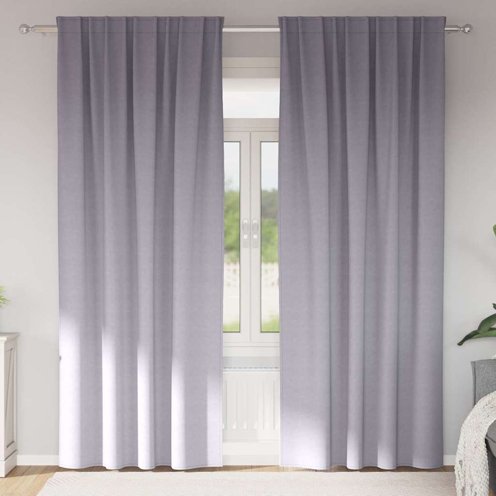 Mørklægningsgardiner med ringe 2 pcs Metal Grå 245 x 140 cm