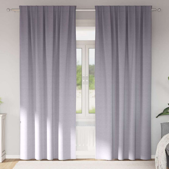 Mørklægningsgardiner med ringe 2 pcs Metal Grå 245 x 140 cm