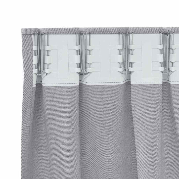 Mørklægningsgardiner med ringe 2 stk. Metal Grå 260 x 140 cm