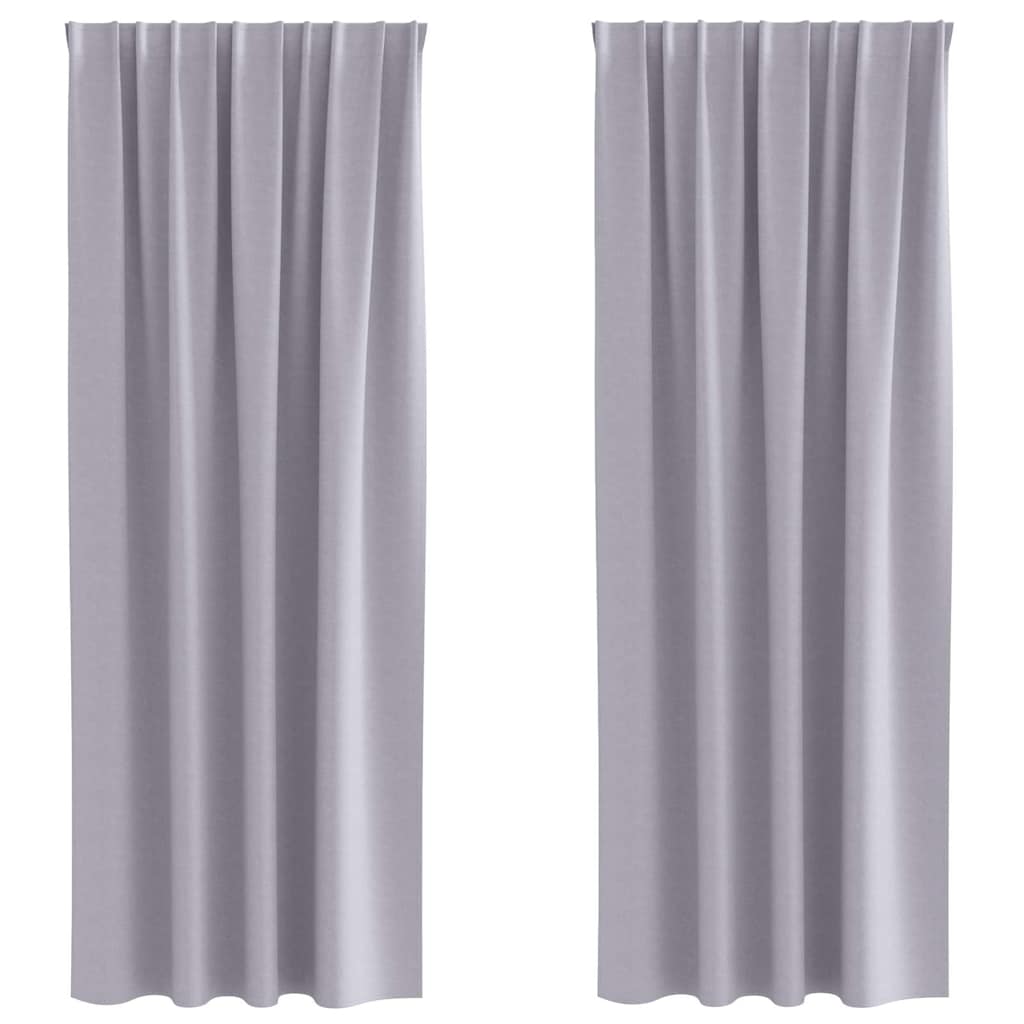 Mørklægningsgardiner med ringe 2 stk. Metal Grå 260 x 140 cm