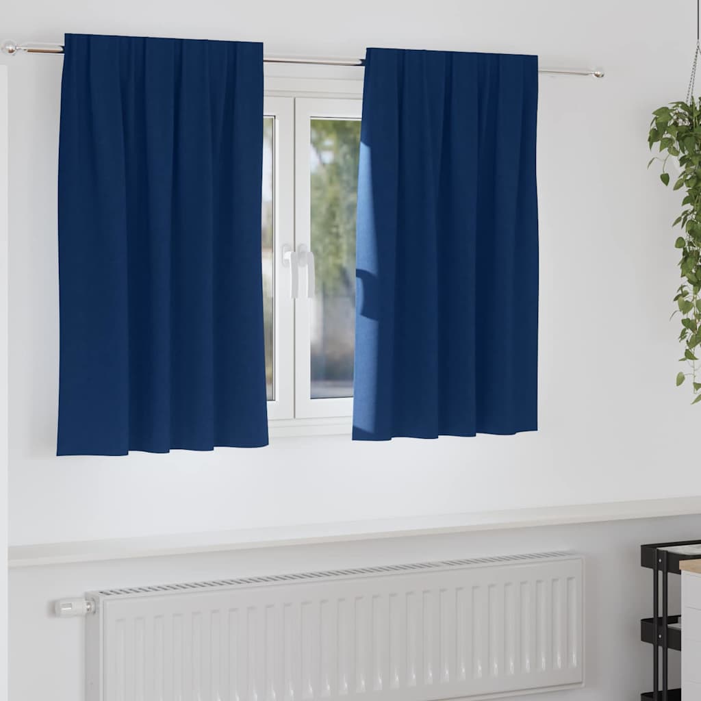 Mørklægningsgardiner med ringe 2 stk. Mørk blå 140 x 140 cm