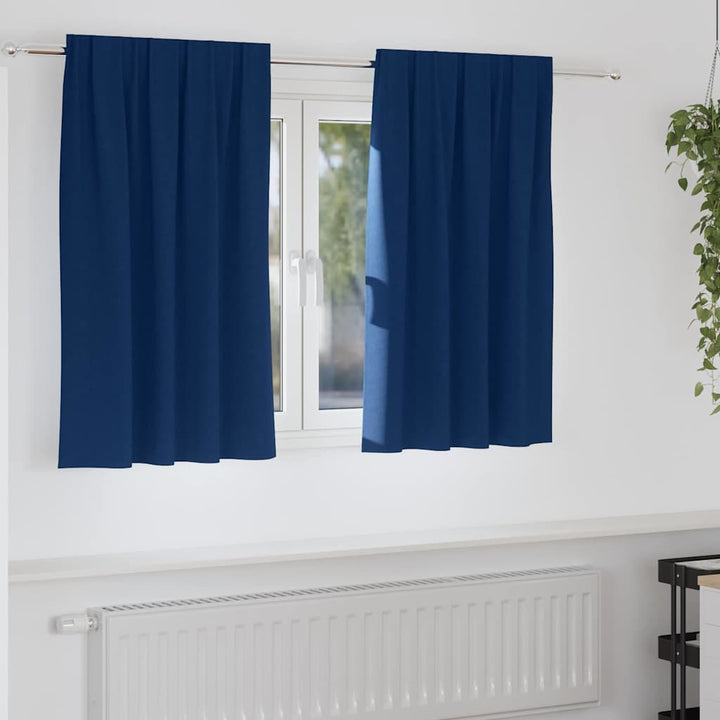 Mørklægningsgardiner med ringe 2 stk. Mørk blå 140 x 140 cm