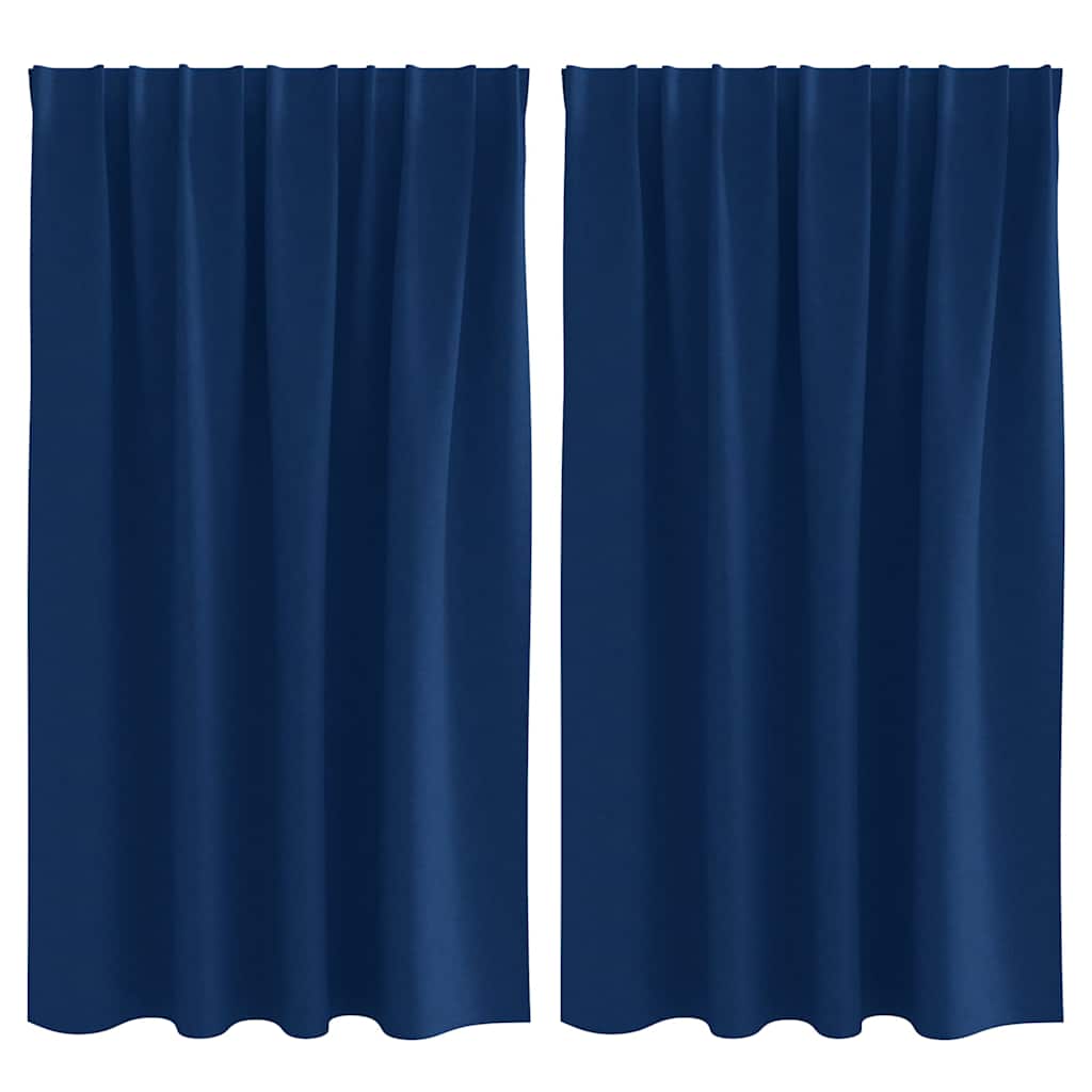 Mørklægningsgardiner med ringe 2 stk. Mørk blå 140 x 140 cm