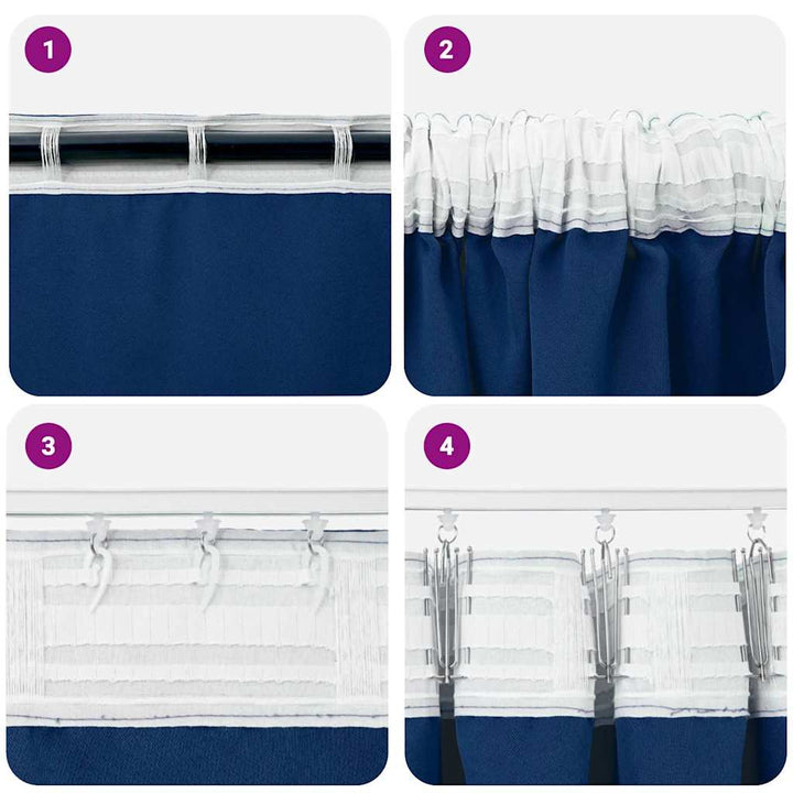 Mørklægningsgardiner med ringe 2 pcs Mørk blå 175 x 140 cm