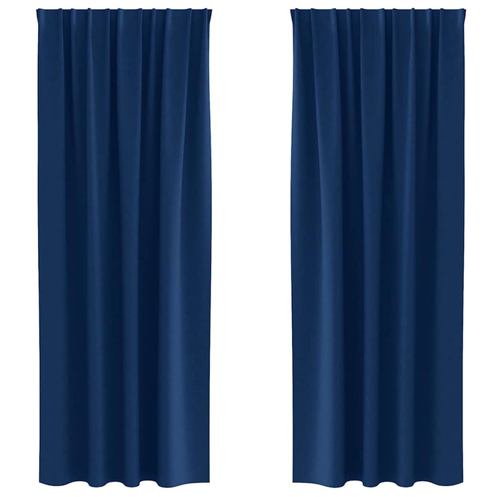 Mørklægningsgardiner med ringe 2 stk. Mørk blå 225 x 140 cm