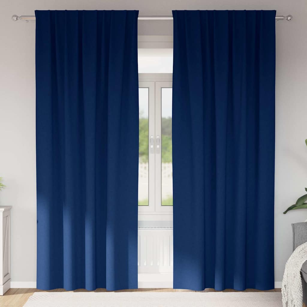 Mørklægningsgardiner med ringe 2 pcs Mørk blå 245 x 140 cm