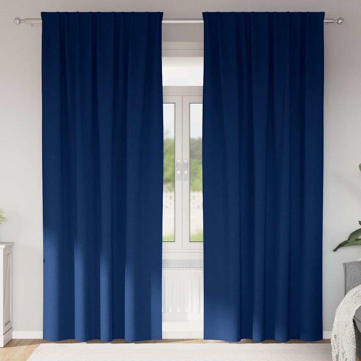 Mørklægningsgardiner med ringe 2 pcs Mørk blå 245 x 140 cm