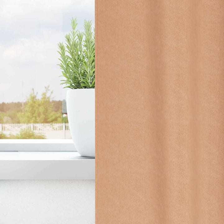 Mørklægningsgardiner med ringe 2 pcs Lys Brun 140 x 140 cm