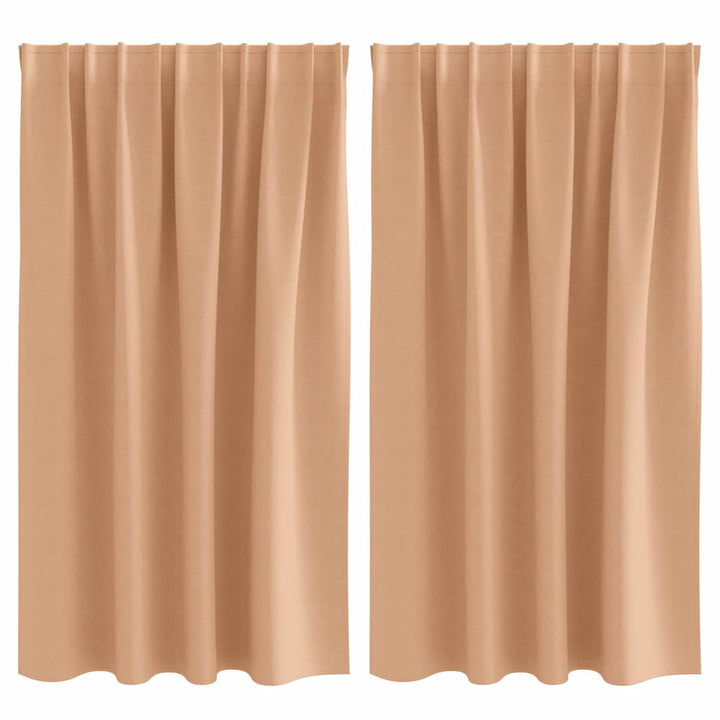 Mørklægningsgardiner med ringe 2 pcs Lys Brun 140 x 140 cm
