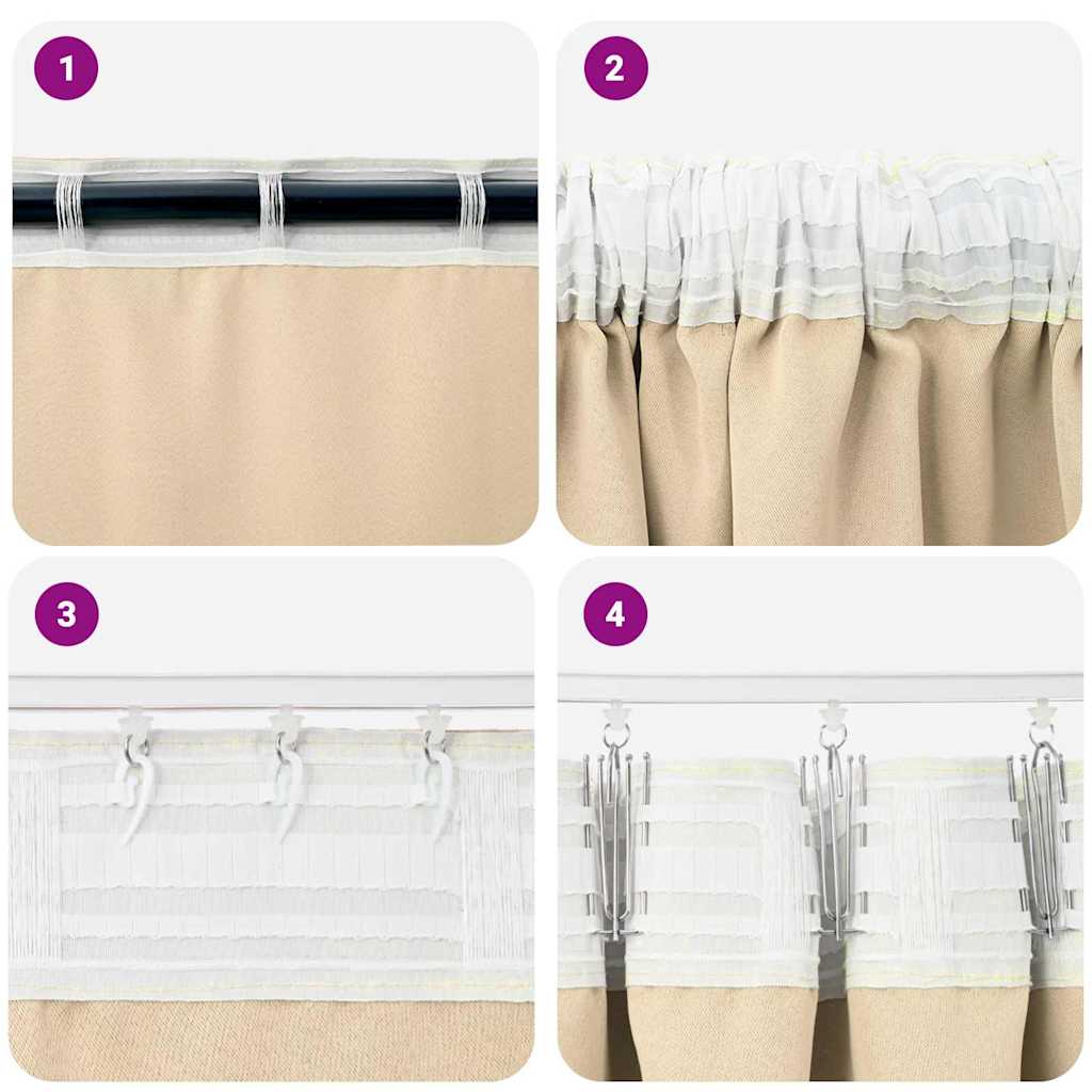 Mørklægningsgardiner med ringe 2 pcs Creme 140 x 140 cm
