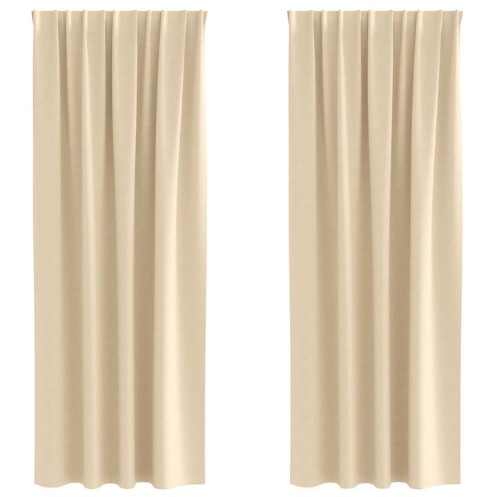Mørklægningsgardiner med ringe 2 stk. Cremefarvet 225 x 140 cm