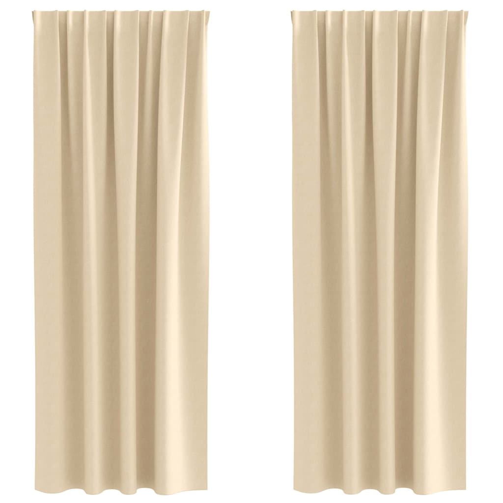 Mørklægningsgardiner med ringe 2 stk. Cremefarvet 260 x 140 cm