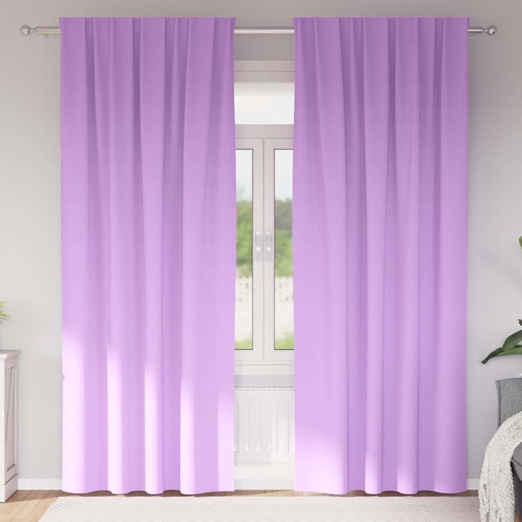 Mørklægningsgardiner med ringe 2 stk. Lilla 245 x 140 cm