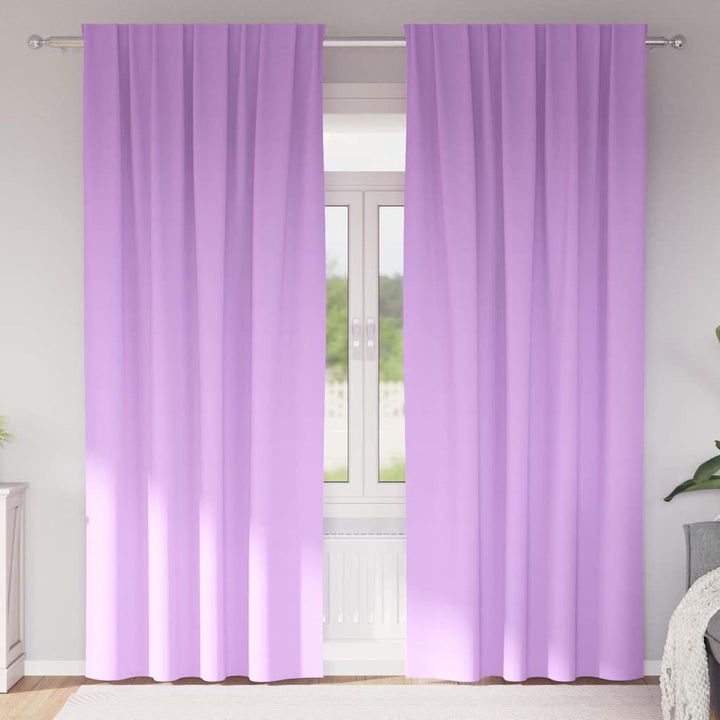 Mørklægningsgardiner med ringe 2 stk. Lilla 245 x 140 cm