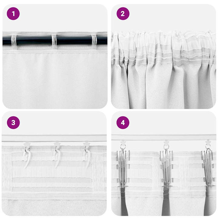 Mørklægningsgardiner med ringe 2 pcs Lys hvid 175 x 140 cm