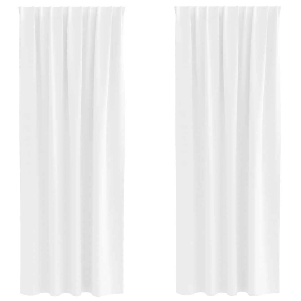 Mørklægningsgardiner med ringe 2 stk. Ren Hvid 225 x 140 cm