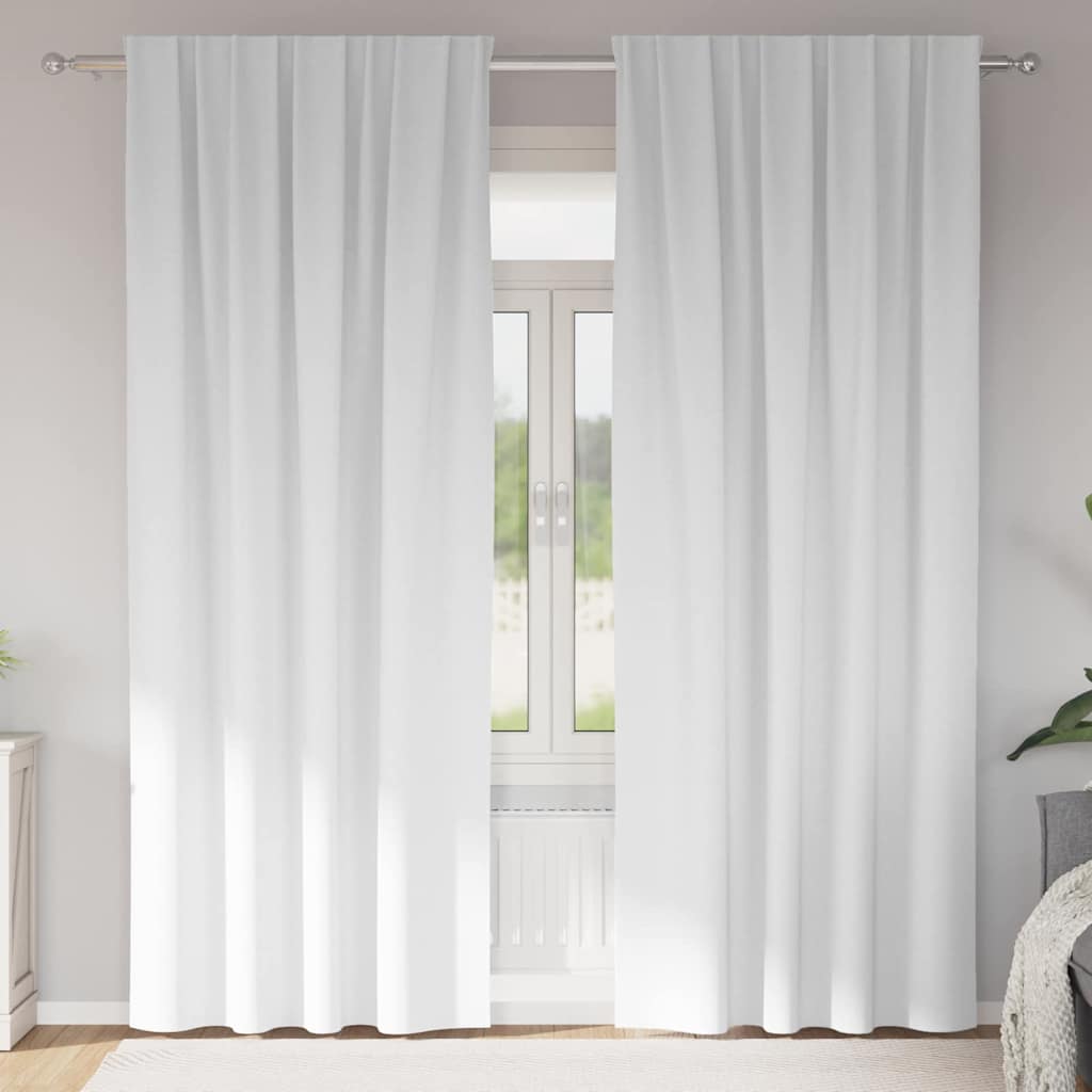 Mørklægningsgardiner med ringe 2 stk. Ren Hvid 245 x 140 cm