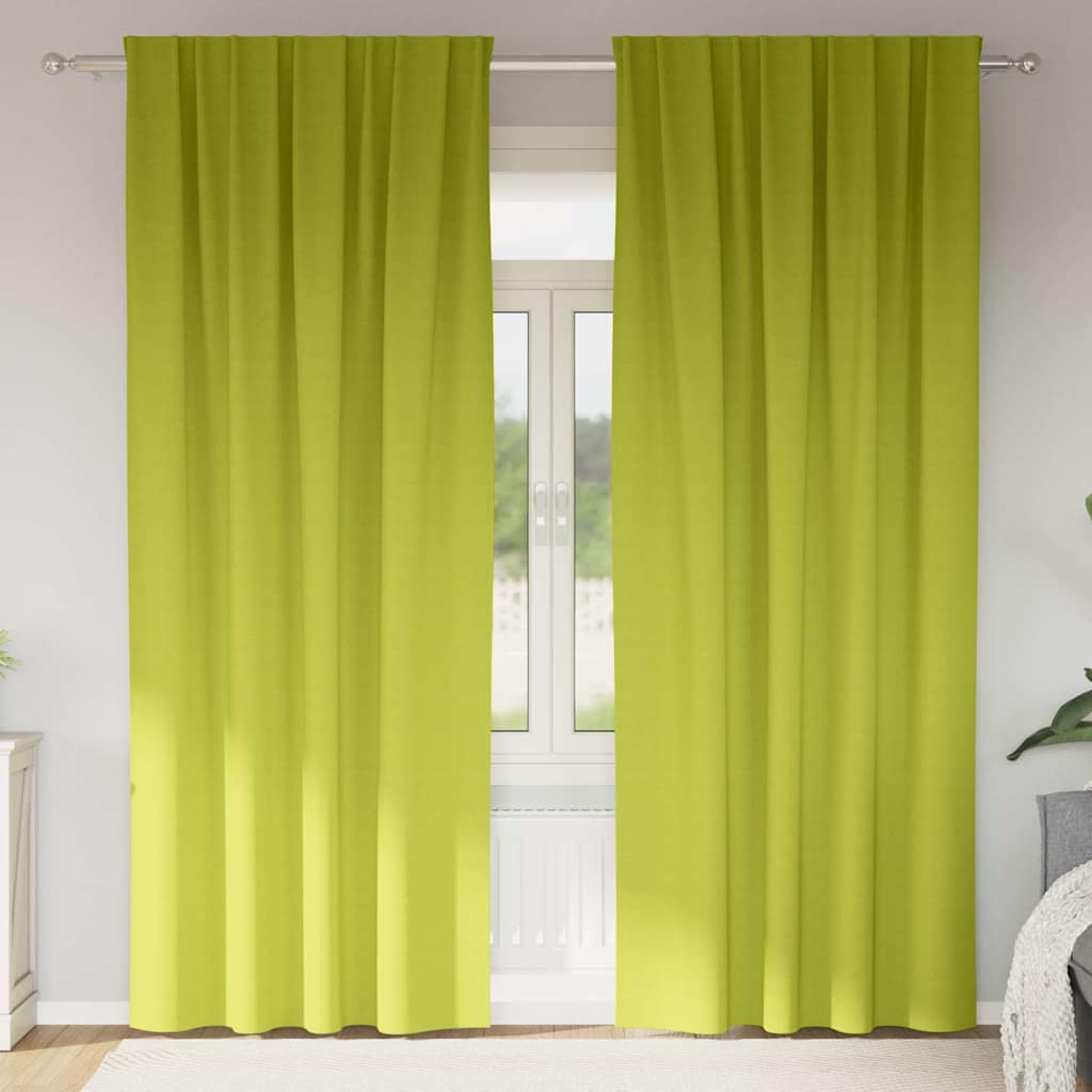 Mørklægningsgardiner med ringe 2 stk. Grøn 260 x 140 cm