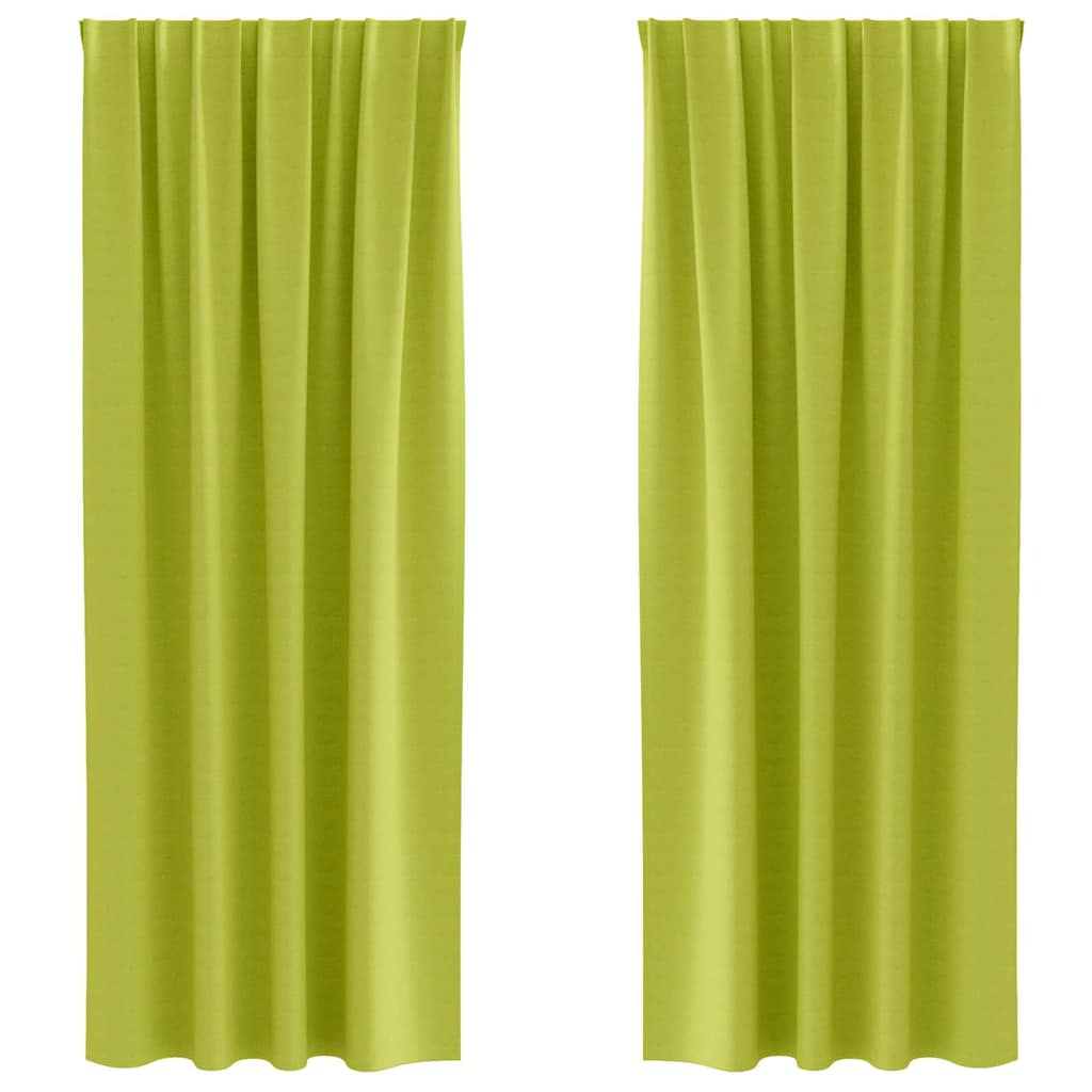 Mørklægningsgardiner med ringe 2 stk. Grøn 260 x 140 cm