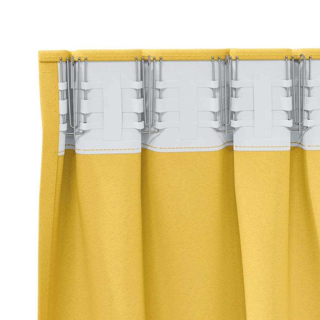 Mørklægningsgardiner med ringe 2 pcs Sennepsgul 225 x 140 cm